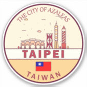 Taipei Taiwan City Skyline Embleem Sticker (Voorkant)