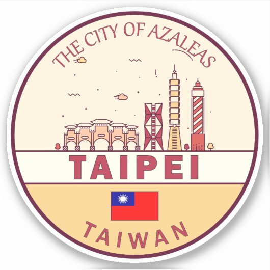Taipei Taiwan City Skyline Embleem Sticker (Voorkant)
