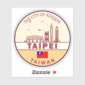 Taipei Taiwan City Skyline Embleem Sticker (Vel)
