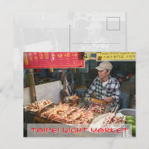 Taipei Taiwan Nachtmarkt Eetkraam Briefkaart