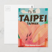 Taipei, Taiwan Oude Reisposter Briefkaart (Voorkant / Achterkant)