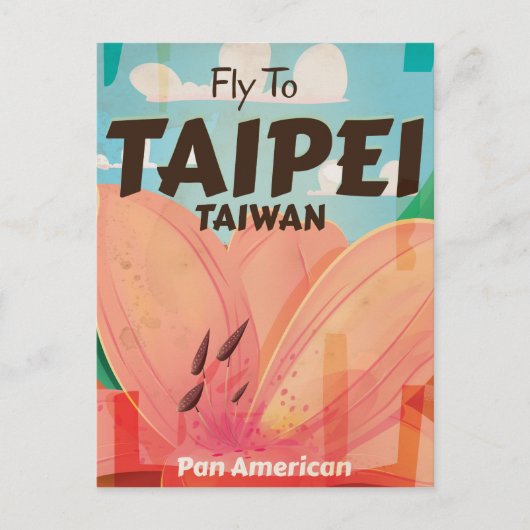 Taipei, Taiwan Oude Reisposter Briefkaart (Voorkant)