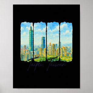 Taipei Taiwan Reizen Penseelstreek Ontmoet Me In T Poster