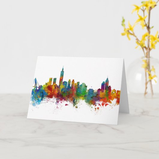 Taipei Taiwan Skyline Kaart (Gele Bloem)