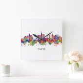 Taipei Taiwan Skyline Vierkante Klok (Huis)