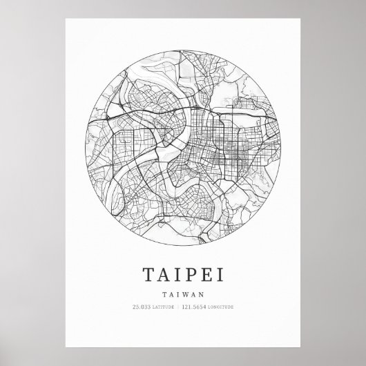 Taipei Taiwan Stadsplattegrond Poster (Voorkant)