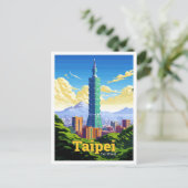 Taipei Taiwan Travel Art Vintage Illustratie Briefkaart (Staand voorkant)