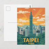  Taipei Taiwan Travel Poster Briefkaart (Voorkant / Achterkant)