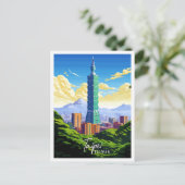 Taipei Taiwan vintage reisillustratie Briefkaart (Staand voorkant)