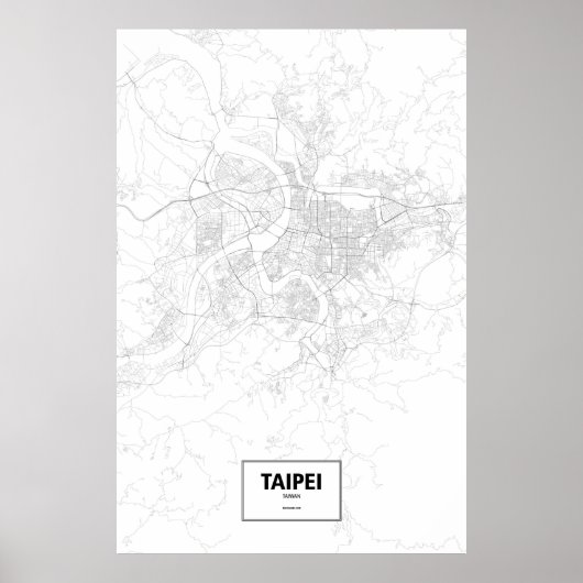 Taipei, Taiwan (zwart op wit) Poster (Voorkant)