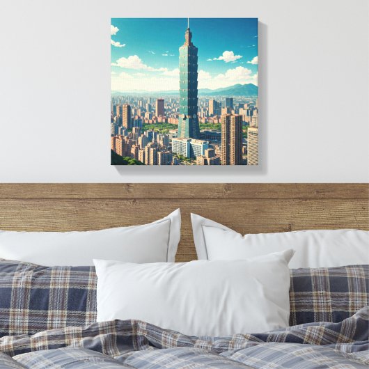 Taiwan 101 canvas afdruk (Insitu (Slaapkamer))