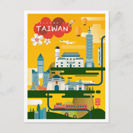 Taiwan Art Travel Illustration Briefkaart (Voorkant)
