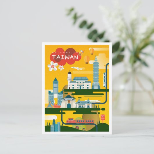 Taiwan Art Travel Illustration Briefkaart (Staand voorkant)