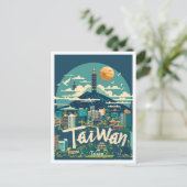 Taiwan Art Vintage Travel Illustratie Briefkaart (Staand voorkant)