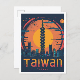 Taiwan Art Vintage Travel Illustratie Briefkaart