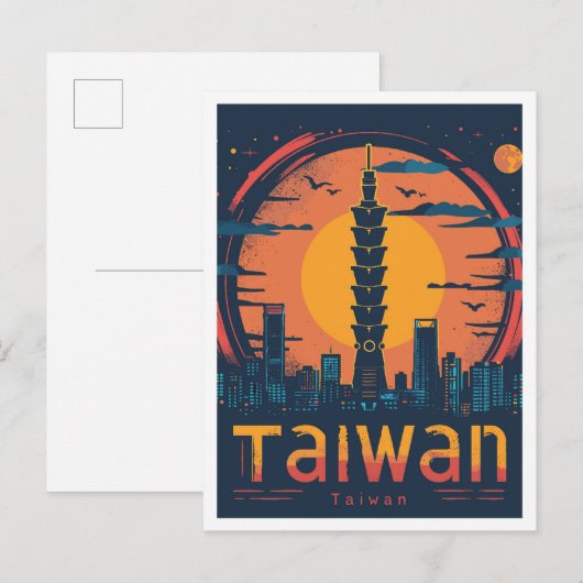 Taiwan Art Vintage Travel Illustratie Briefkaart (Voorkant / Achterkant)