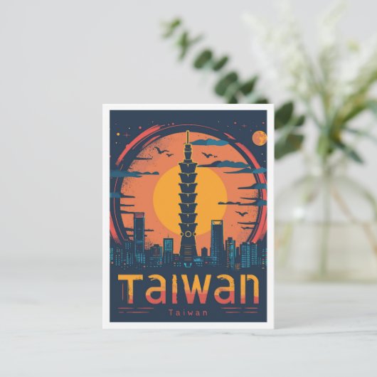 Taiwan Art Vintage Travel Illustratie Briefkaart (Staand voorkant)