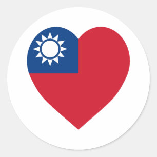 Taiwan China Vlag Hart Ronde Sticker