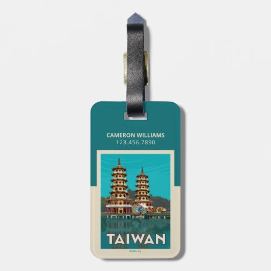 Taiwan | Draak- en tijgerpagodes Bagagelabel (Achterkant verticaal)