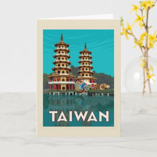 Taiwan | Draak- en tijgerpagodes Kaart (Gele Bloem)
