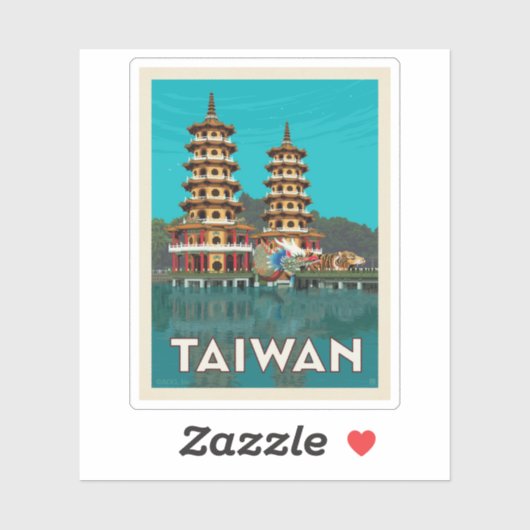 Taiwan | Draak- en tijgerpagodes Sticker (Vel)