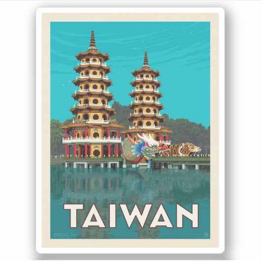 Taiwan | Draak- en tijgerpagodes Sticker (Voorkant)