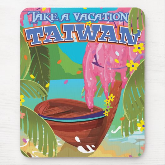 Taiwan eiland vintage reisposter kunst. muismat (Voorkant)