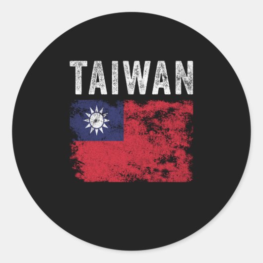 Taiwan Flag Distressed - Taiwanese Flag Ronde Sticker (Voorkant)