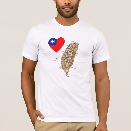 Taiwan Flag Hart en kaart T-shirt (Voorkant)