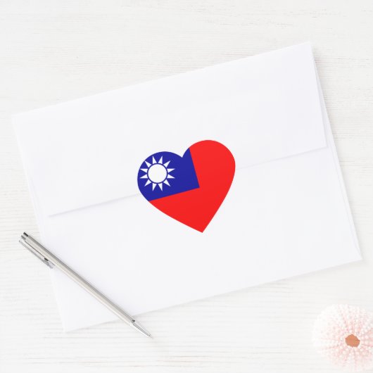 Taiwan Flag Heart Sticker (Envelop)