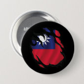 Taiwan gescheurde vlag ronde button 7,6 cm (Voorkant /achterkant)