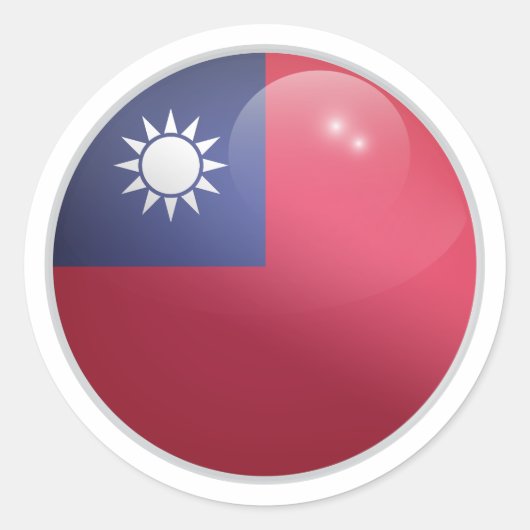 Taiwan Glossy Circle Flag Ronde Sticker (Voorkant)