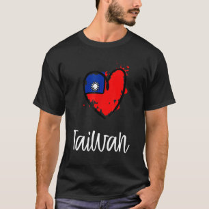 Taiwan Heart Line Flag Cool Asia Chinees Taiwanees T-shirt