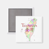 Taiwan-kaart Magneet (Voorkant / Achterkant)