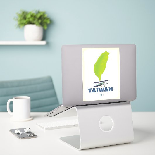 Taiwan-kaart Sticker (Laptop op bureau)