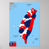 taiwan - land politieke kaart poster (Voorkant)