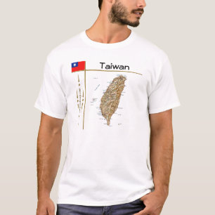 Taiwan Map + vlag + titel T-shirt