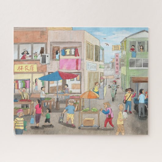 Taiwan Morning Market Illustration Jigzaag Puzzle Legpuzzel (Horizontaal)