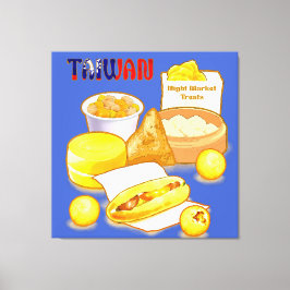 Taiwan Nachtmarkt Lekkernijen - Dim Sum Taro Balle Canvas Afdruk