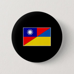 Taiwan Oekraïne Vlag Taiwanese Oekraïense Steun Ronde Button 5,7 Cm