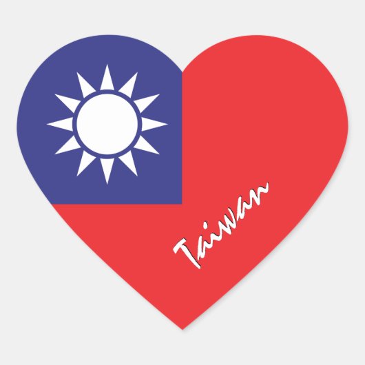 Taiwan Sticker, Hart, Patriottische Taiwanese Vlag Hart Sticker (Voorkant)
