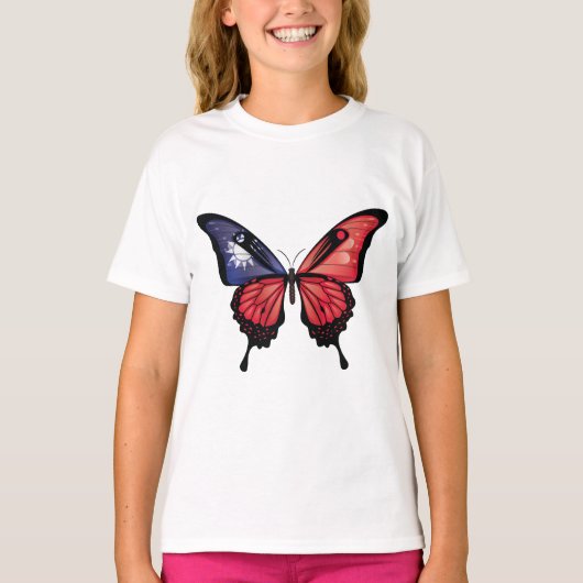 Taiwan Swallowtail Vlinder Vlag Sticker T-shirt (Voorkant)