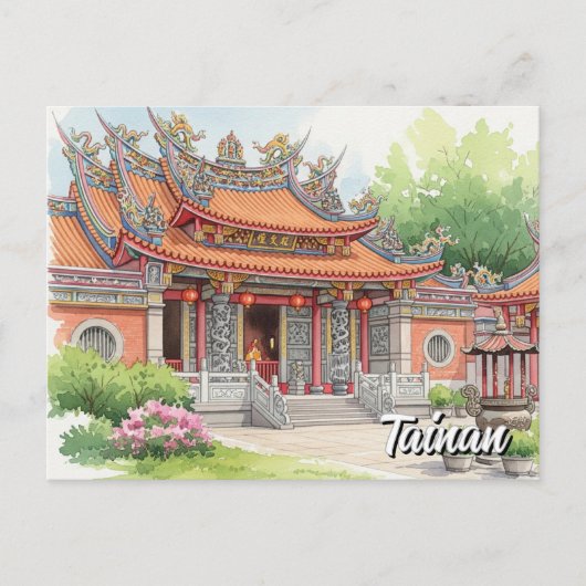 Taiwan Tainan Tempels Reizen Briefkaart (Voorkant)