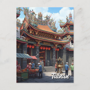 Taiwan Tainan Temple Travel Briefkaart