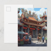 Taiwan Tainan Temple Travel Briefkaart (Voorkant / Achterkant)