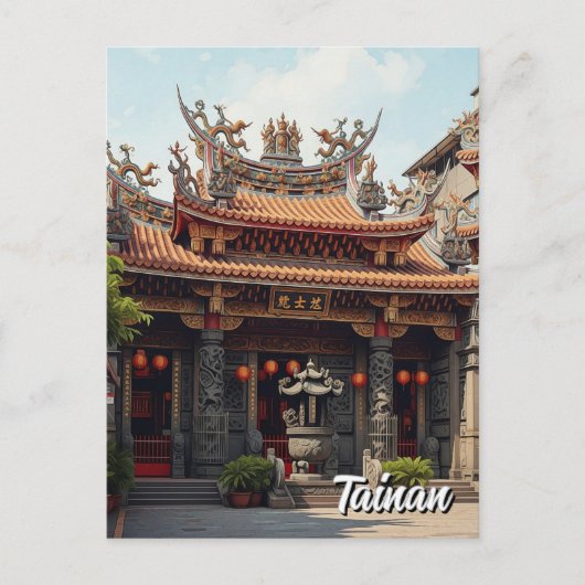 Taiwan Tainan Temple Travel Briefkaart (Voorkant)