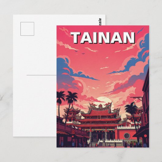 Taiwan Tainan Temple Travel Briefkaart (Voorkant / Achterkant)