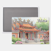 Taiwan Tainan Temple Travel Magneet (Voorkant / Achterkant)