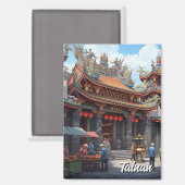 Taiwan Tainan Temple Travel Magneet (Voorkant / Achterkant)