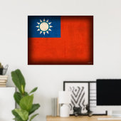 Taiwan Taipei — Afdruk Poster met vlag (Thuiskantoor)